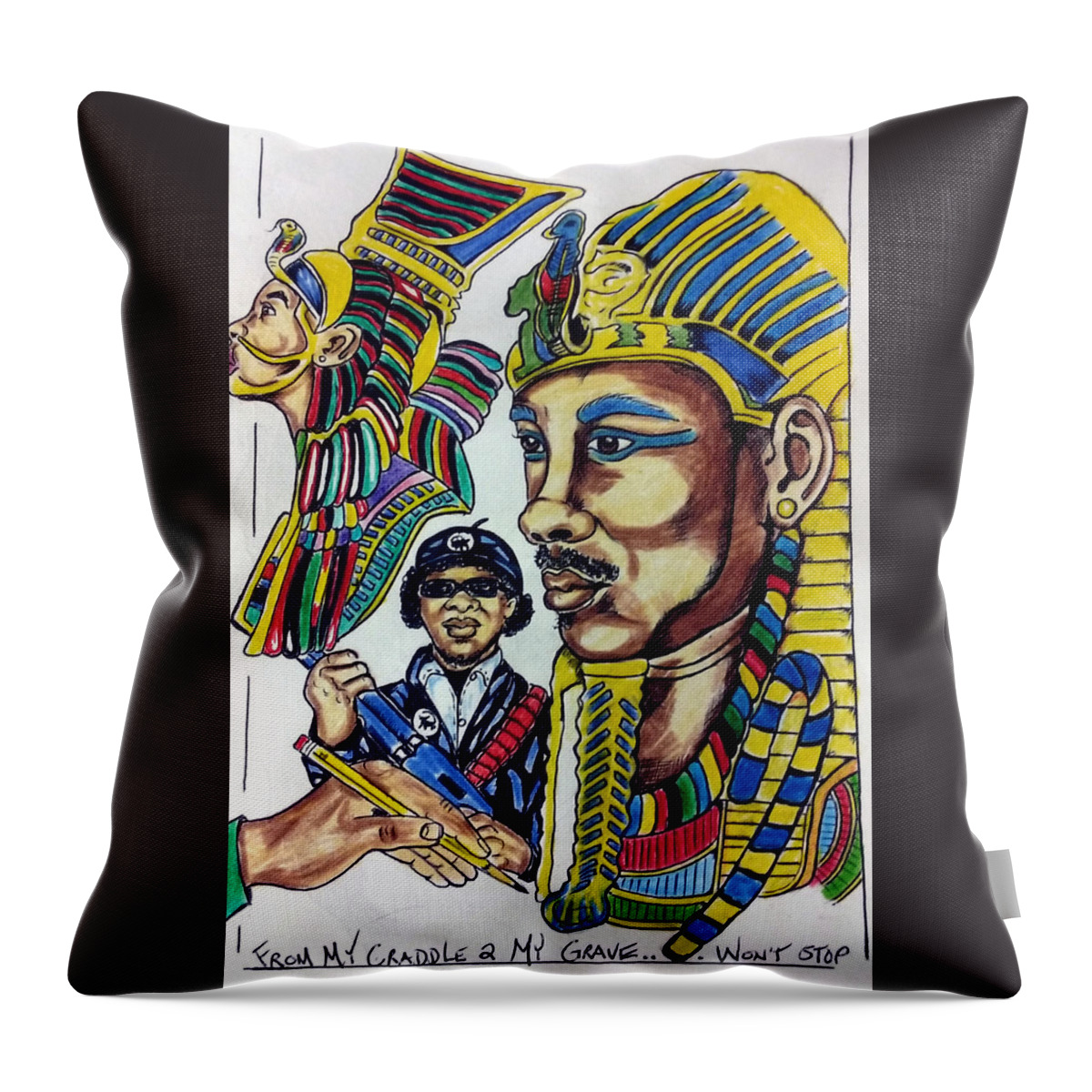 Black Art Throw Pillow featuring the drawing Untitled 6 by Joedee