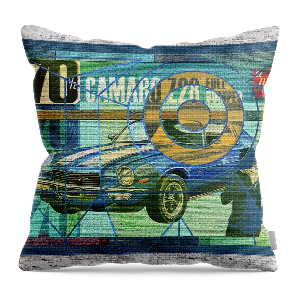 70 Chevy Throw Pillow featuring the digital art 70 Chevy / AMT Camaro by David Squibb