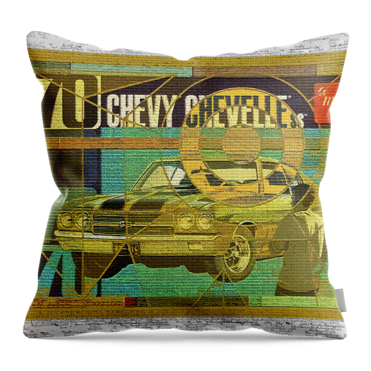 70 Chevy Throw Pillow featuring the digital art 70 Chevy / AMT Chevelle by David Squibb
