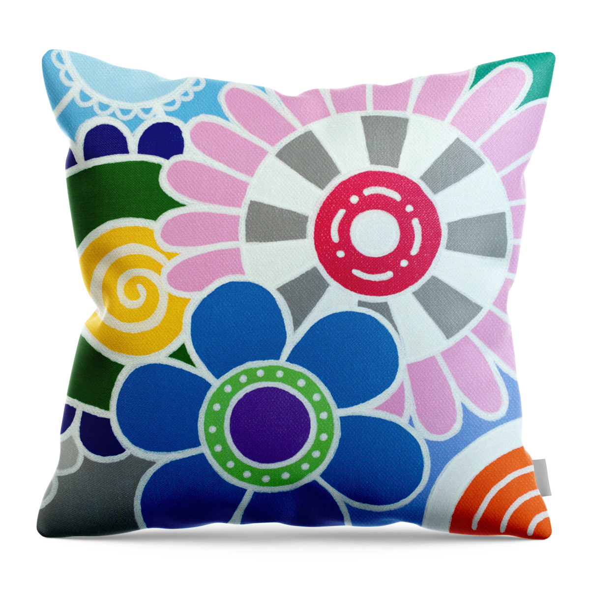 Flowers Throw Pillow featuring the painting 9 Blooms by Beth Ann Scott