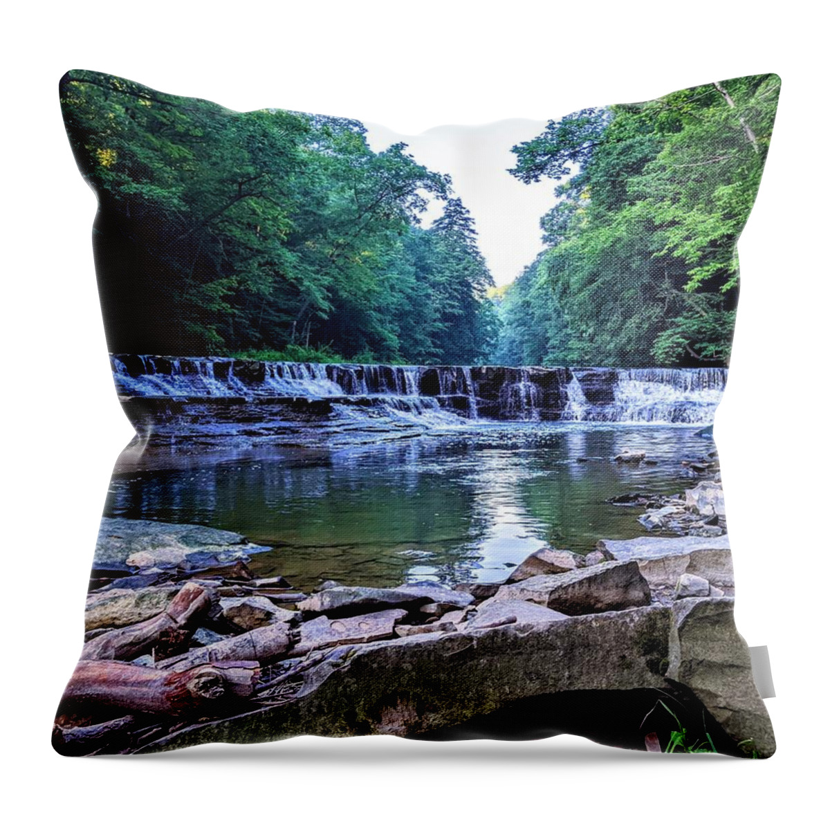 Waterfall Throw Pillow featuring the photograph Henry Church Falls by Brad Nellis