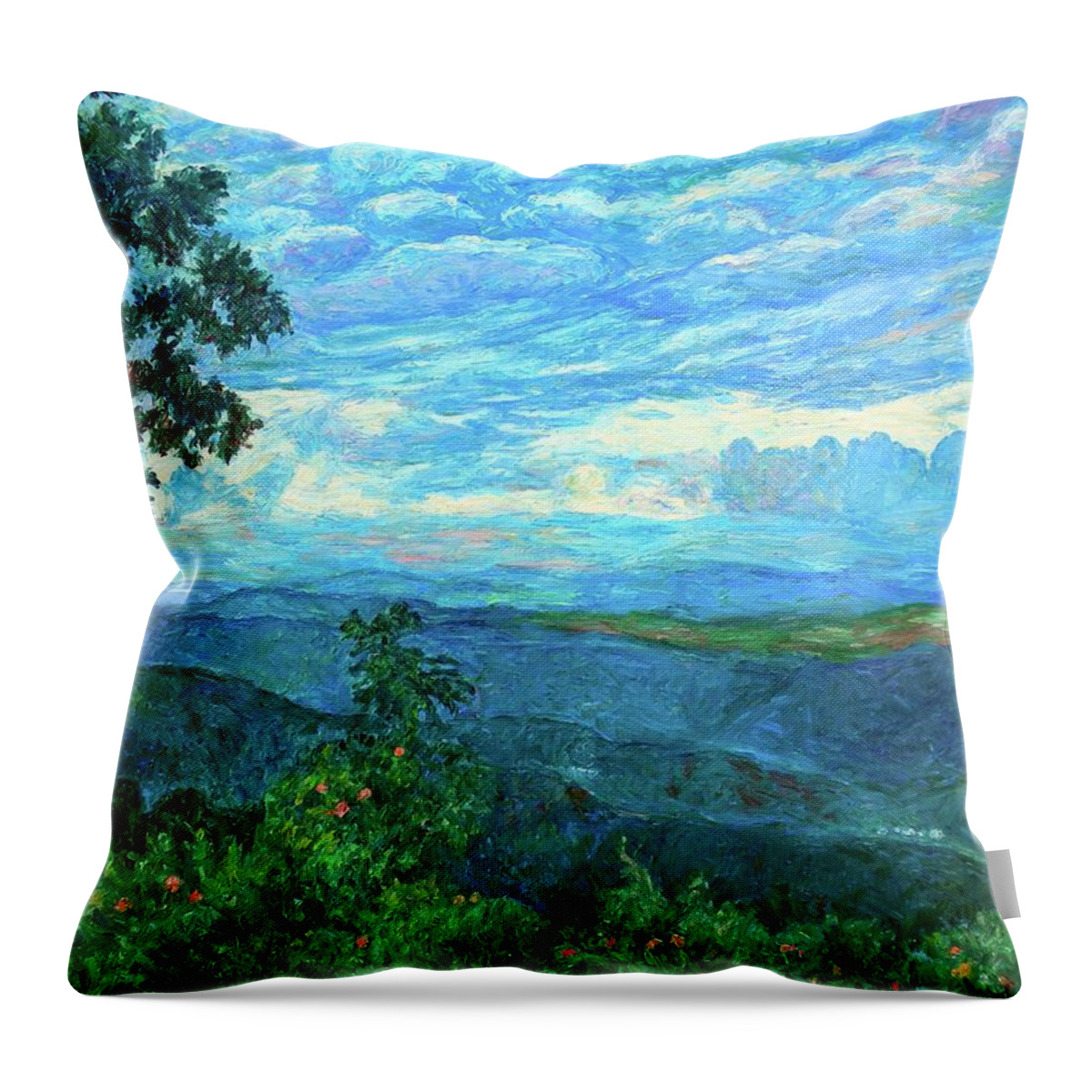 Mountains Throw Pillow featuring the painting A Break in the Clouds by Kendall Kessler