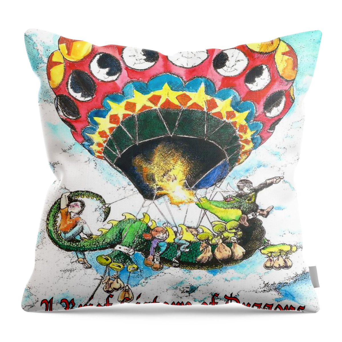 Book Throw Pillow featuring the painting A Brief History of Dragons by Merana Cadorette