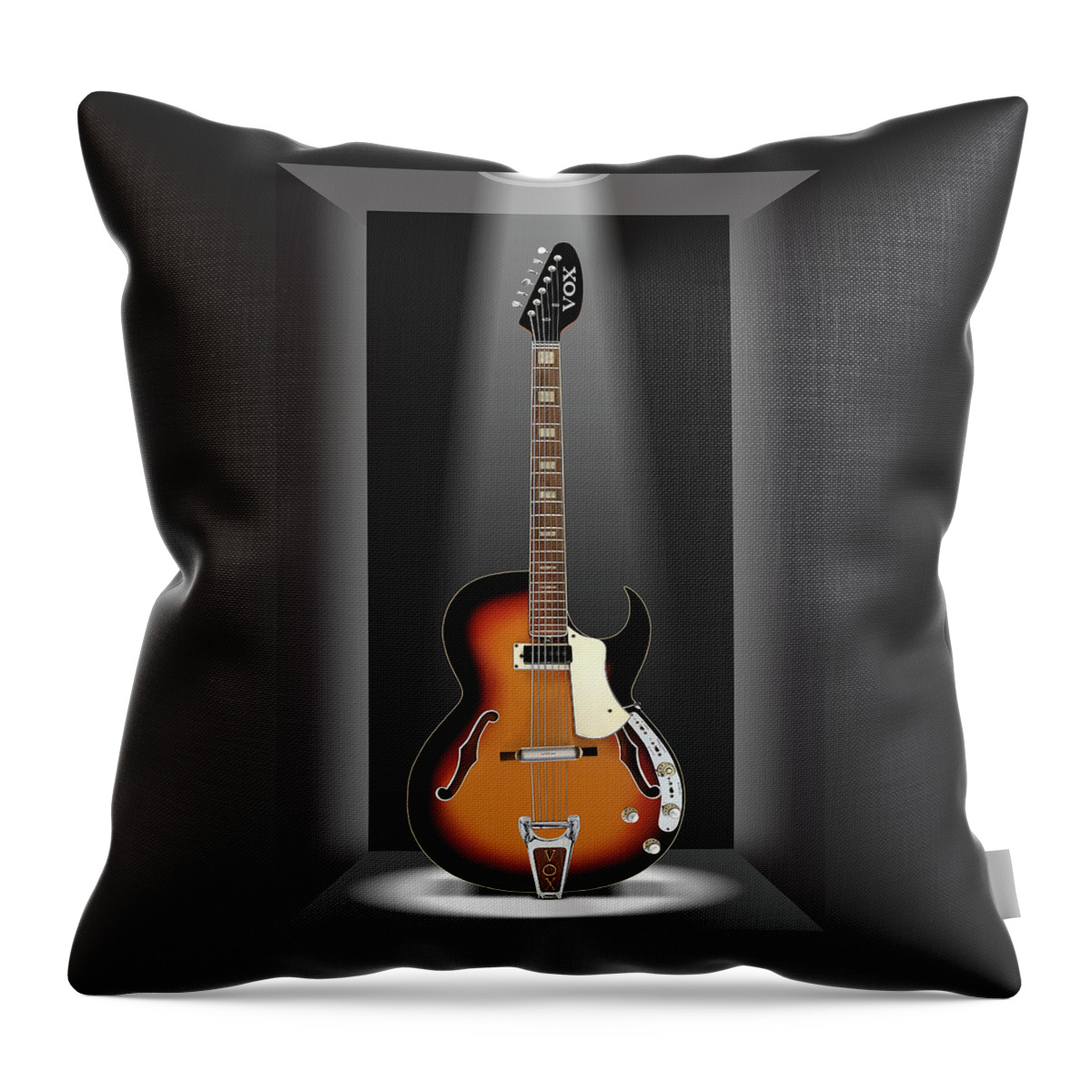 Electric Guitar Throw Pillow featuring the photograph A Classic Guitar in a Box 12 by Mike McGlothlen