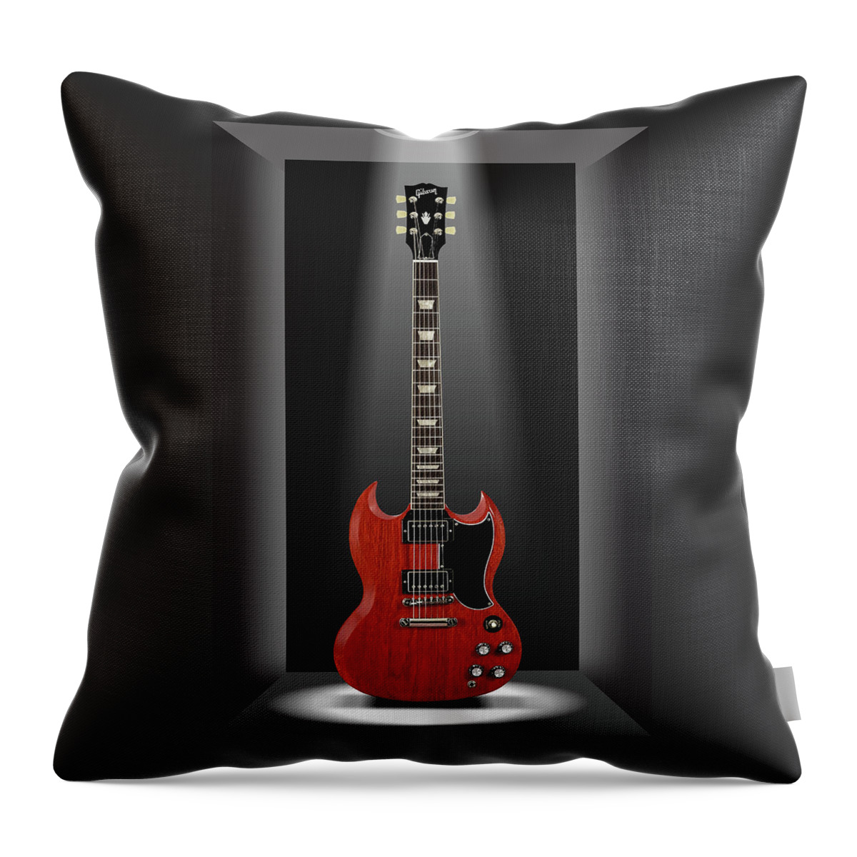 Electric Guitar Throw Pillow featuring the photograph A Classic Guitar in a Box 14 by Mike McGlothlen