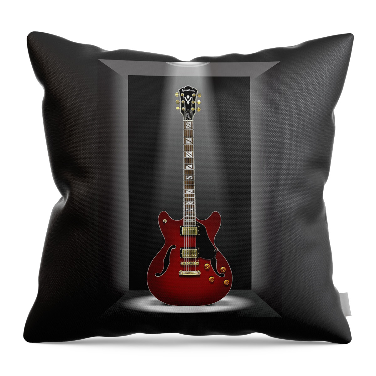 Electric Guitar Throw Pillow featuring the photograph A Classic Guitar in a Box 15 by Mike McGlothlen