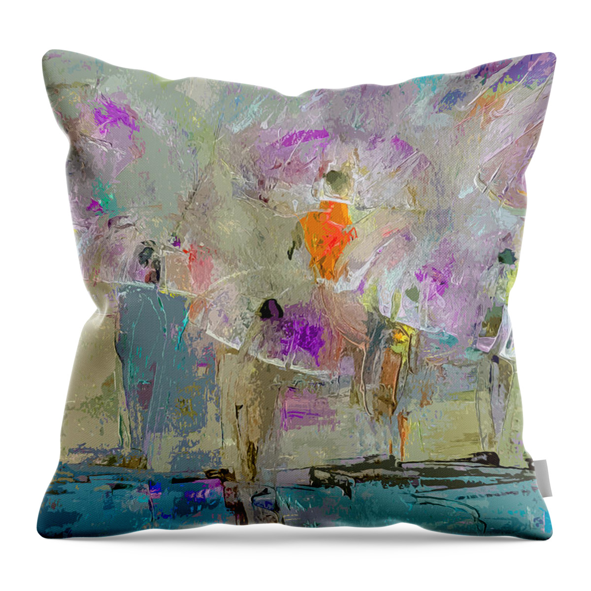 Urban Throw Pillow featuring the painting A Day For Umbrella Gathering by Lisa Kaiser