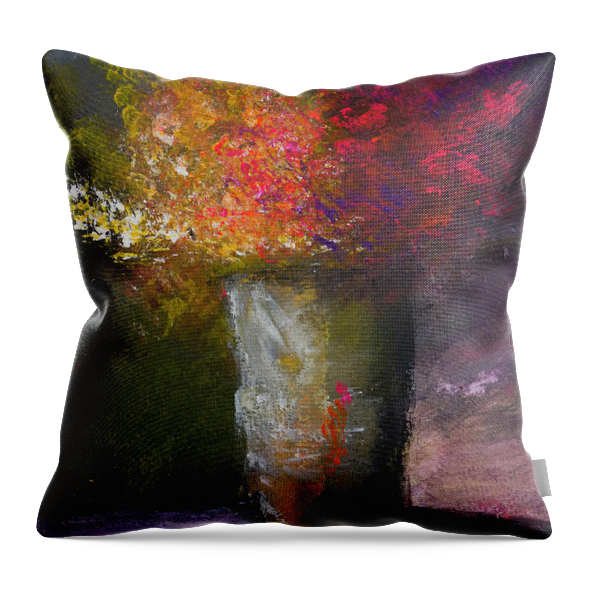 Flowers Throw Pillow featuring the painting A Gift by Linda Bailey