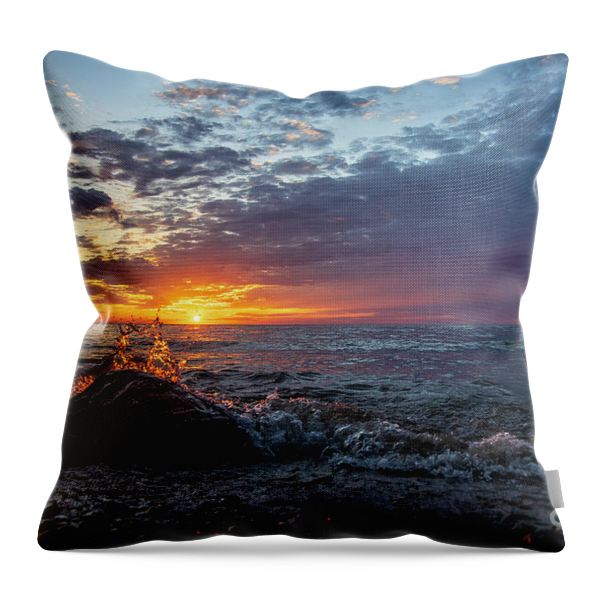Heart Throw Pillow featuring the photograph A heart shaped splash at sunrise by Eric Curtin