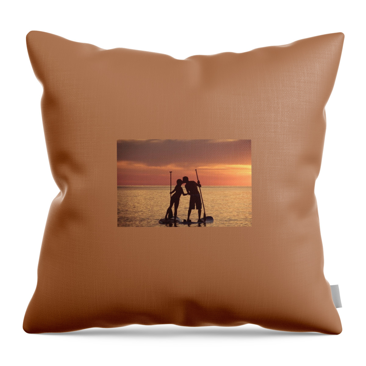 Horizontal Photo Throw Pillow featuring the photograph A Kiss at Sunset by Valerie Collins