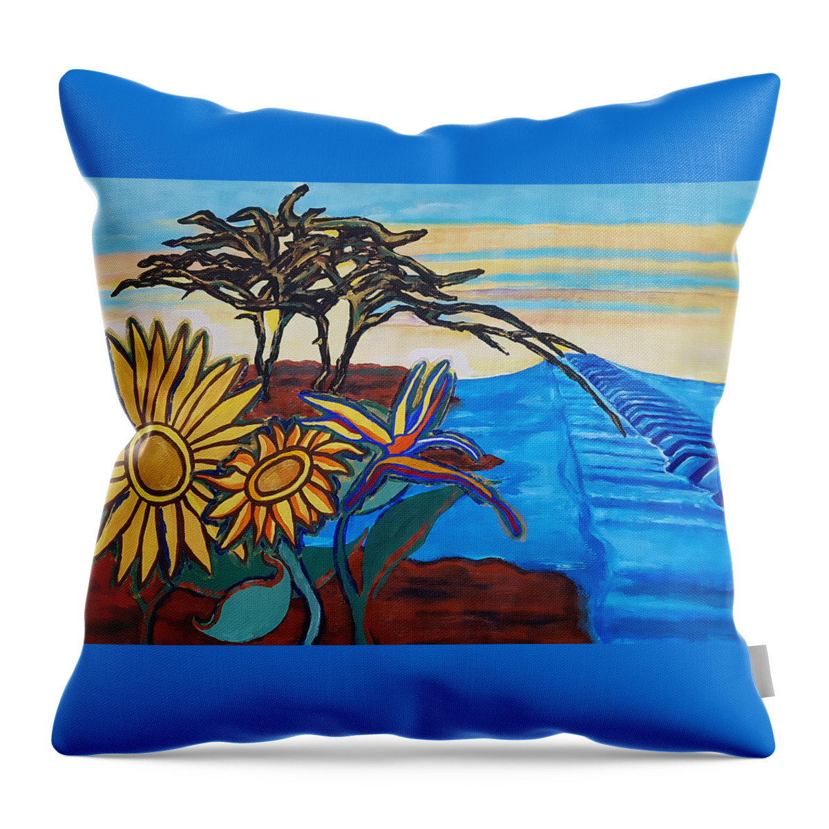 Bill Withers Throw Pillow featuring the painting A Lovely Day by Rachel Natalie Rawlins