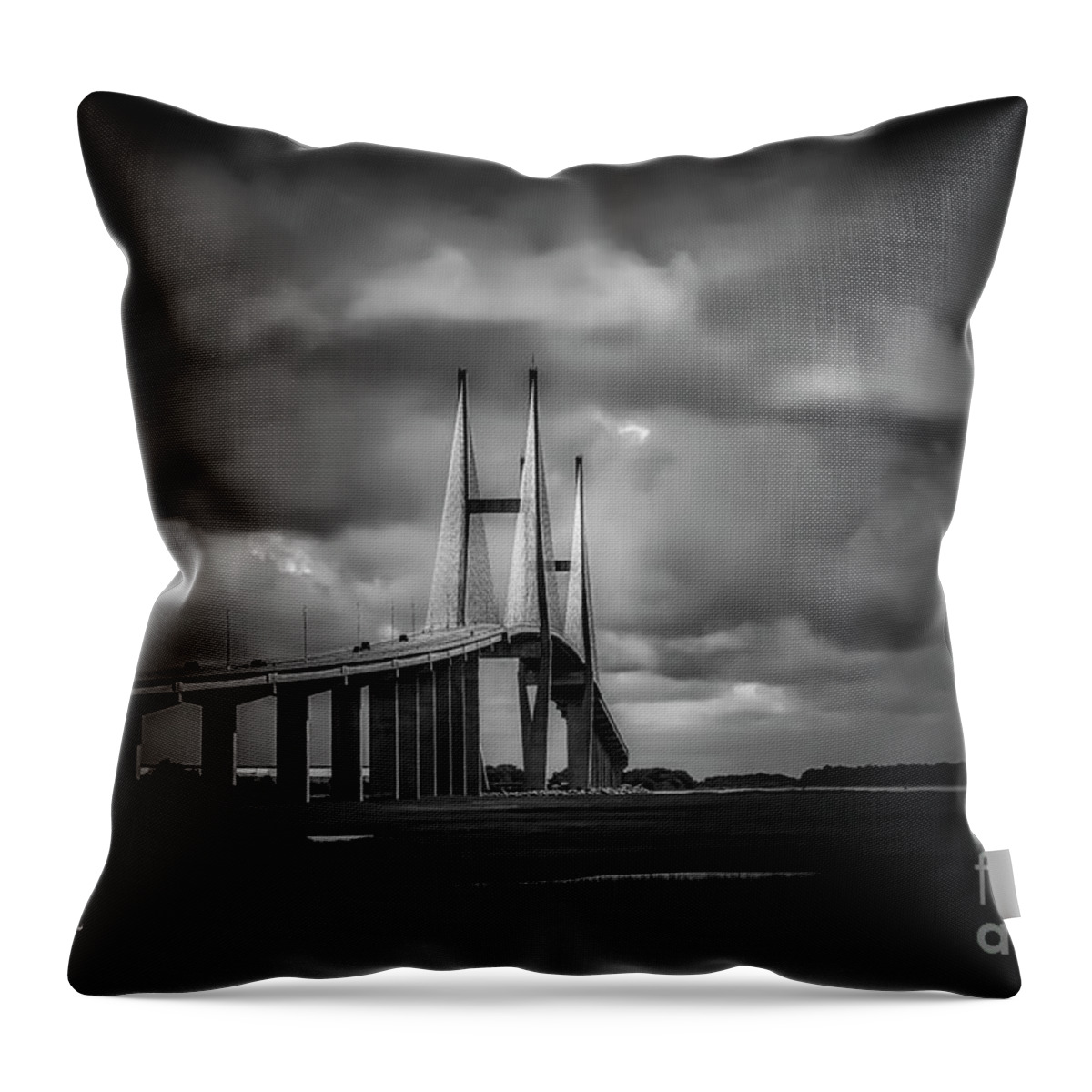 Bridge Throw Pillow featuring the photograph A Moody Bridge by DB Hayes