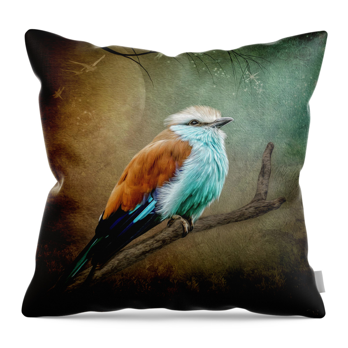Bird Throw Pillow featuring the digital art A Pause in Time by Maggy Pease