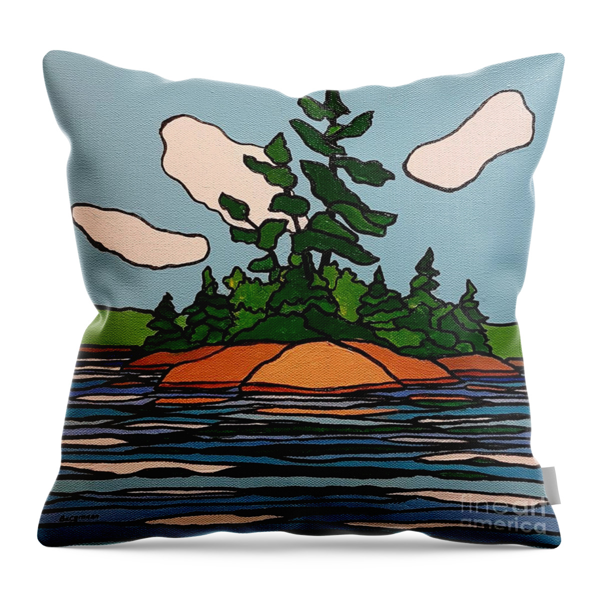 Landscape Throw Pillow featuring the painting A Place to Rest by Petra Burgmann