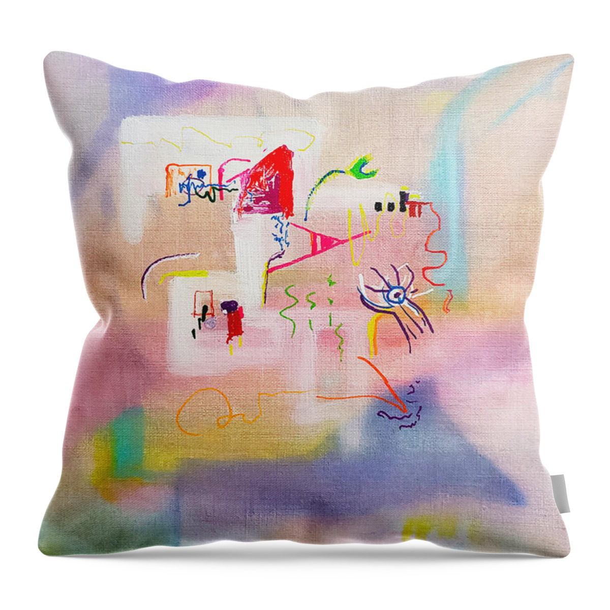 Abstract Throw Pillow featuring the painting A Queen Triggerfish Tale by Christine Bolden