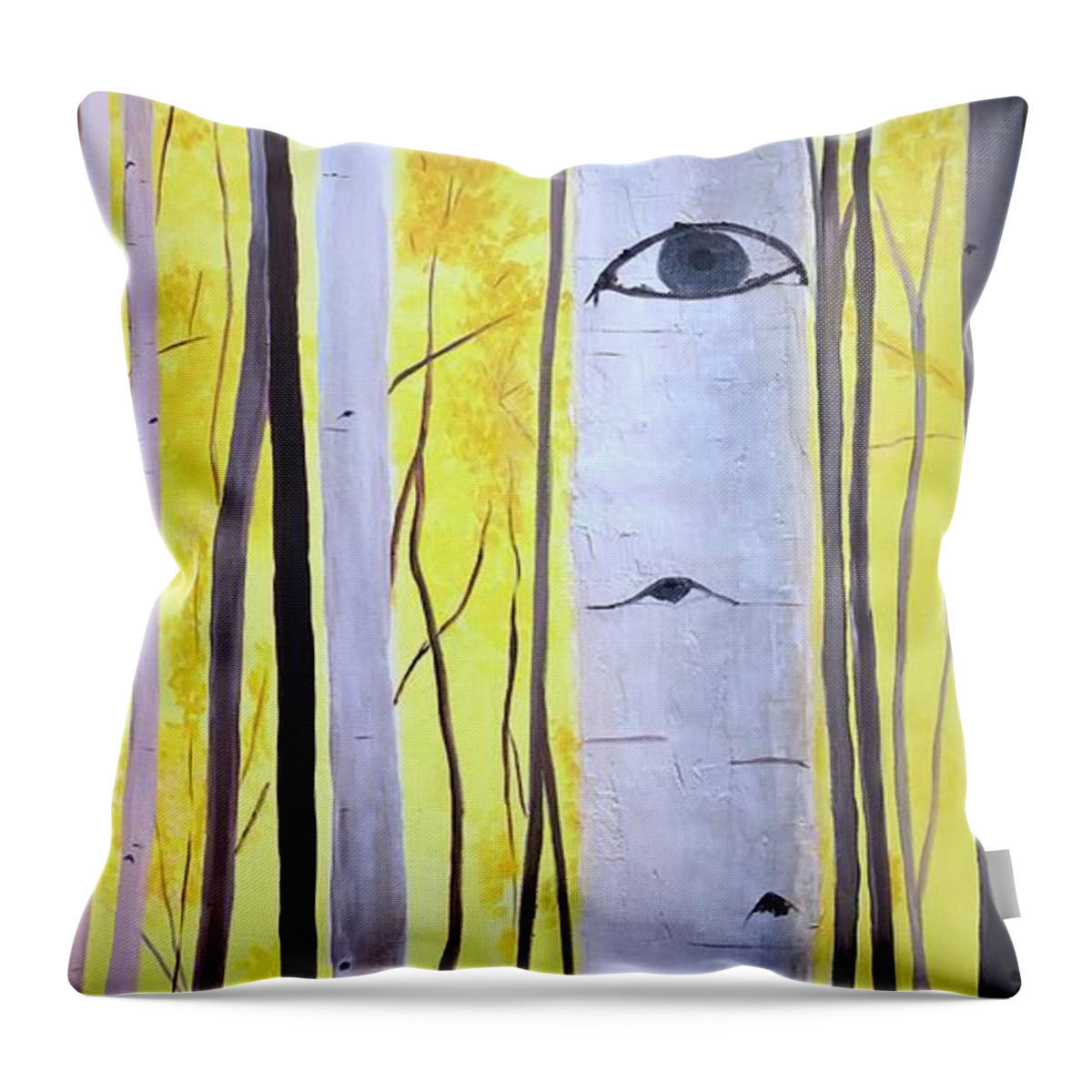 Aspens Throw Pillow featuring the mixed media A Stand of Aspen by Kate Conaboy