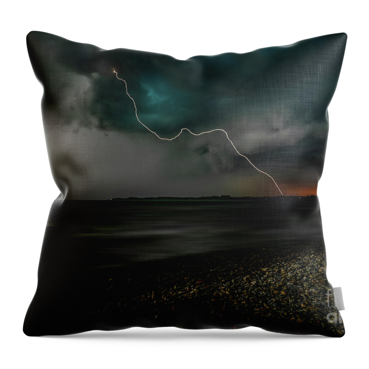 Bavaria Throw Pillow featuring the photograph A stormy day at the lake by Hannes Cmarits