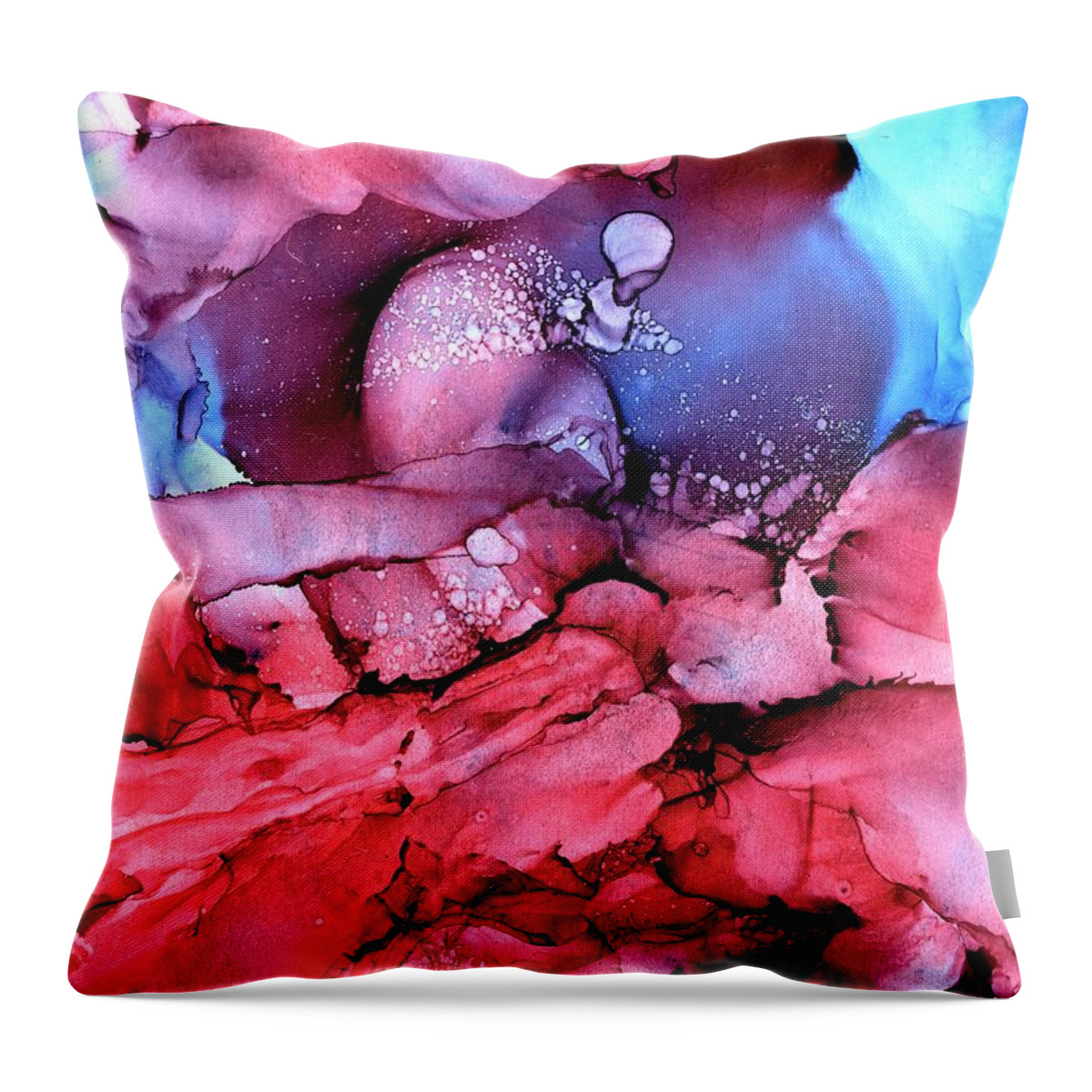 Alcohol Ink Throw Pillow featuring the painting A thoroughfare of freedom beat by Angela Marinari