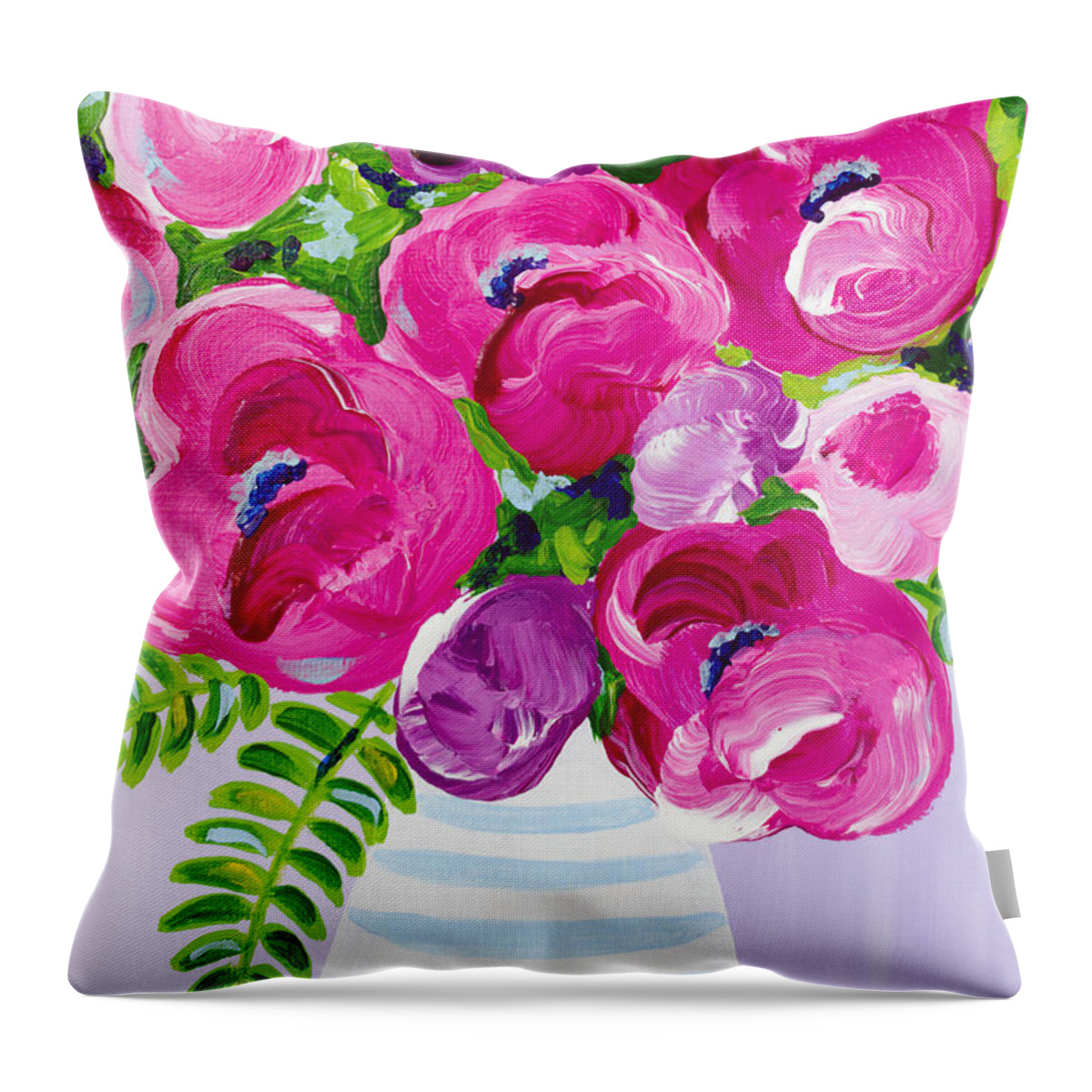 Abstract Floral Throw Pillow featuring the painting A Touch of Violet by Beth Ann Scott