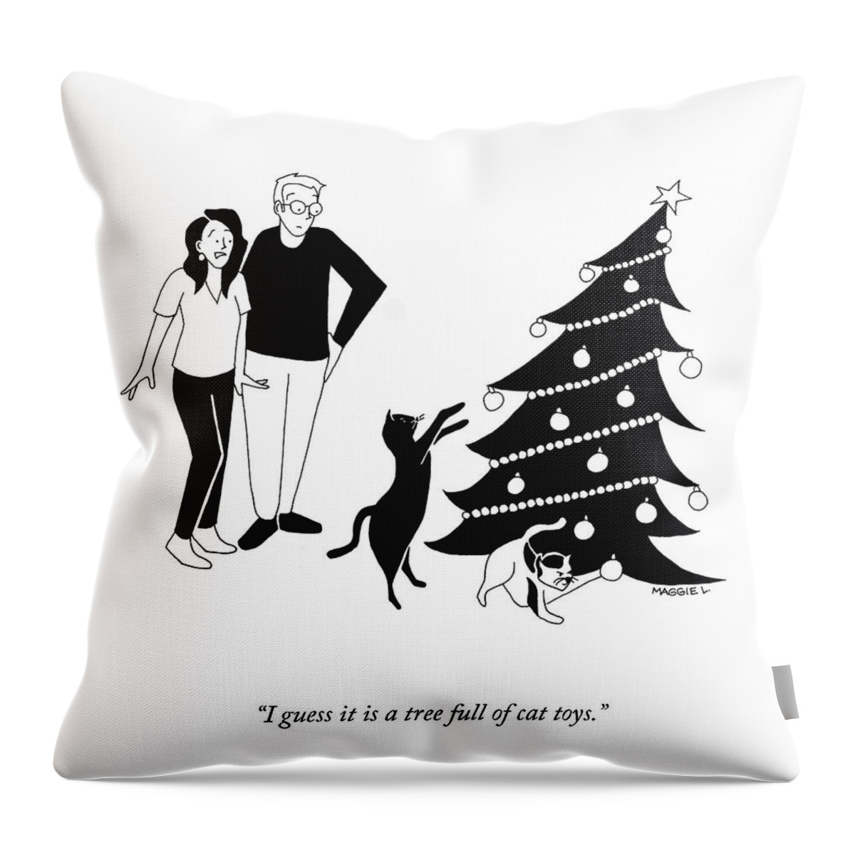 A Tree Full Of Cat Toys Throw Pillow
