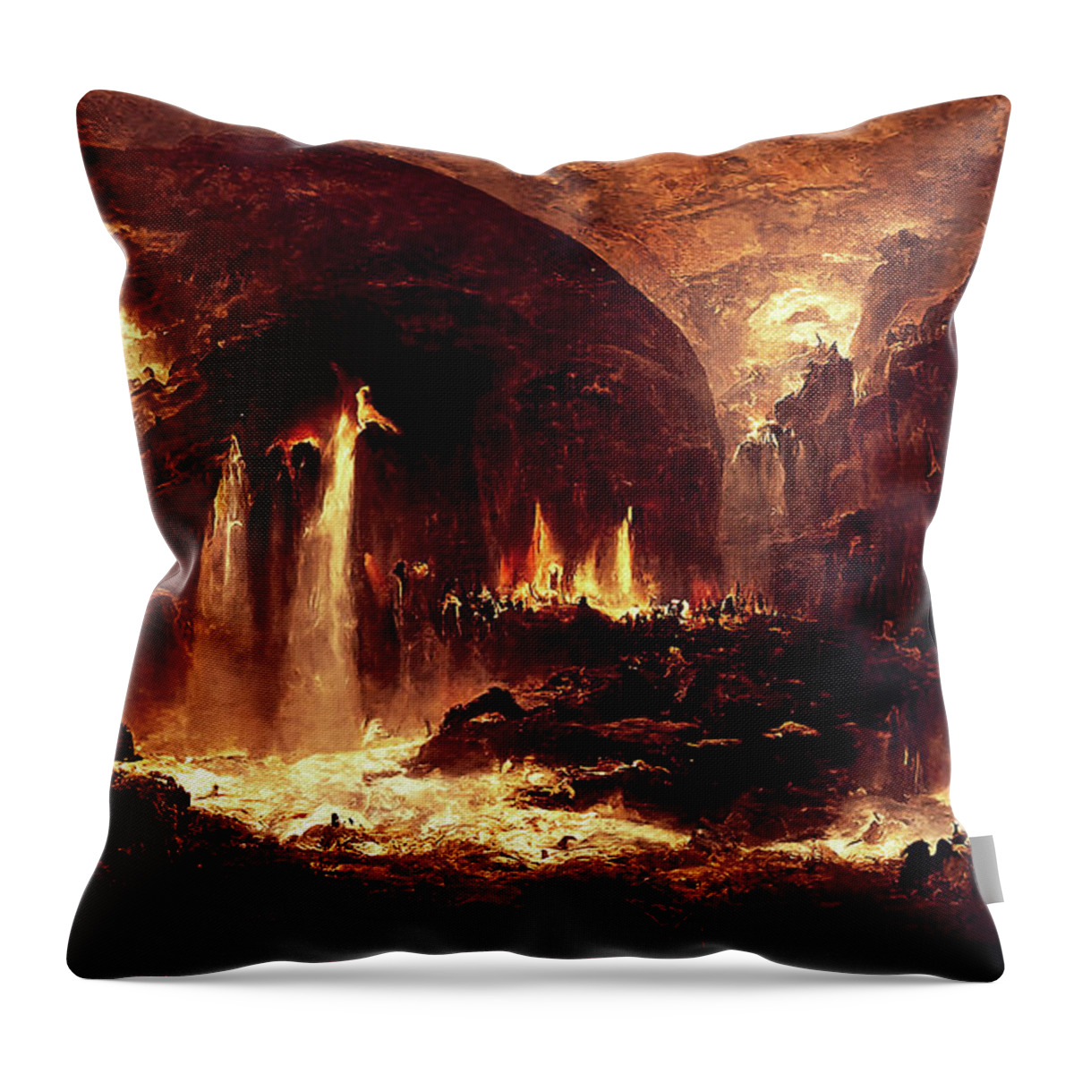 Dante Throw Pillow featuring the painting Abandon all hope, you who enter here, 01 by AM FineArtPrints