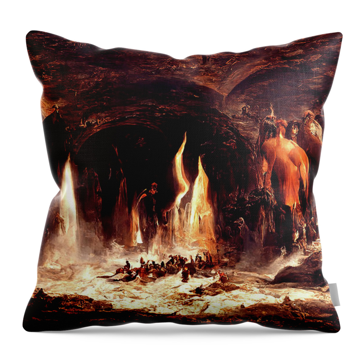 Dante Throw Pillow featuring the painting Abandon all hope, you who enter here, 02 by AM FineArtPrints