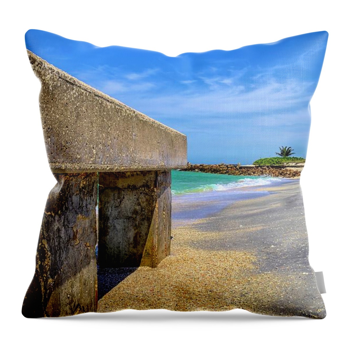 Boca Grande Throw Pillow featuring the photograph Abandoned Pier by Alison Belsan Horton