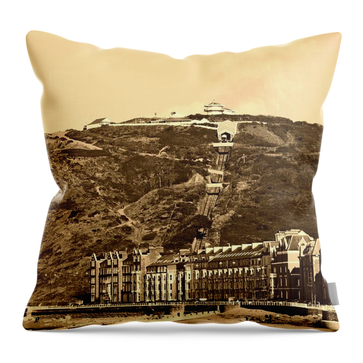 Aberystwyth Throw Pillow featuring the photograph ABERYSTWYTH. Constitution Hill and Victoria Terrace. by Lachlan Main