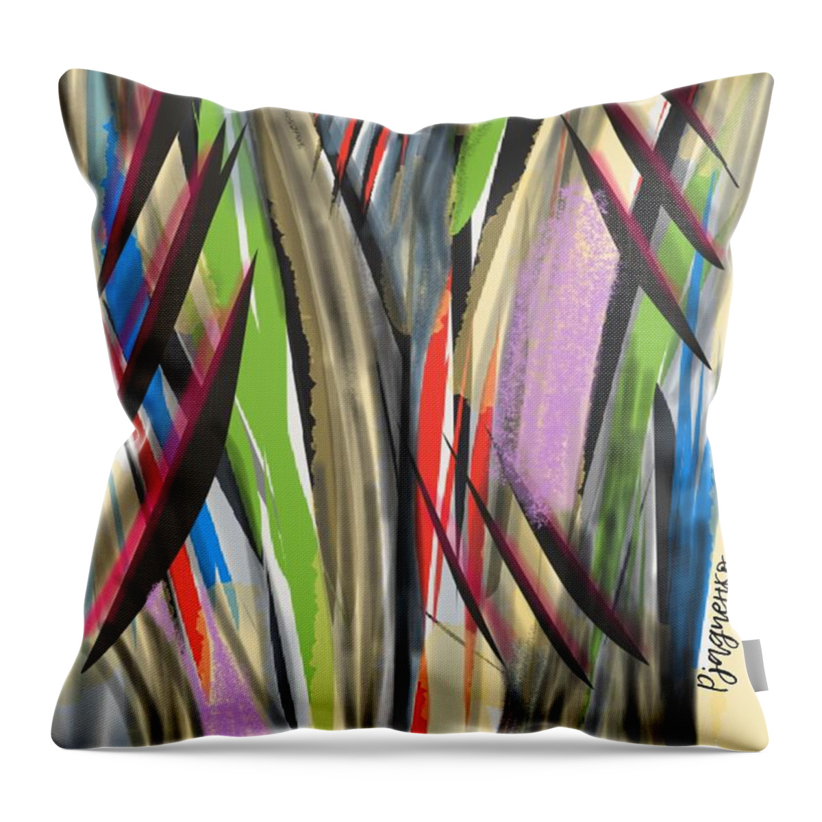 Abstract Throw Pillow featuring the digital art Abstract #2 by Ljev Rjadcenko