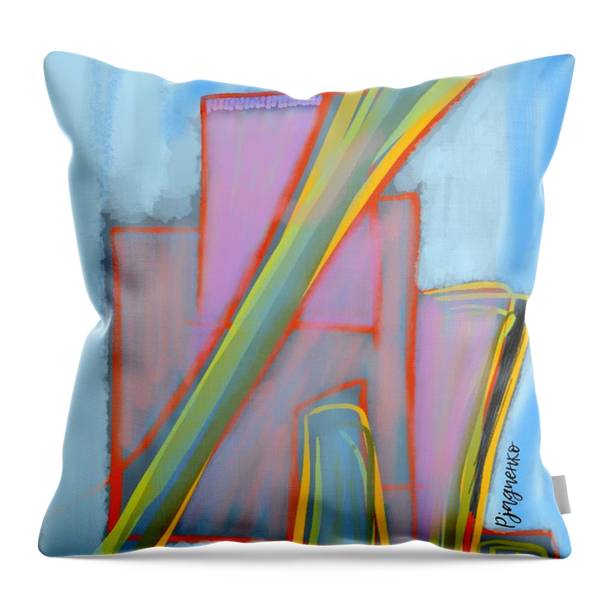 Light Blue Throw Pillow featuring the digital art Abstract #3 by Ljev Rjadcenko