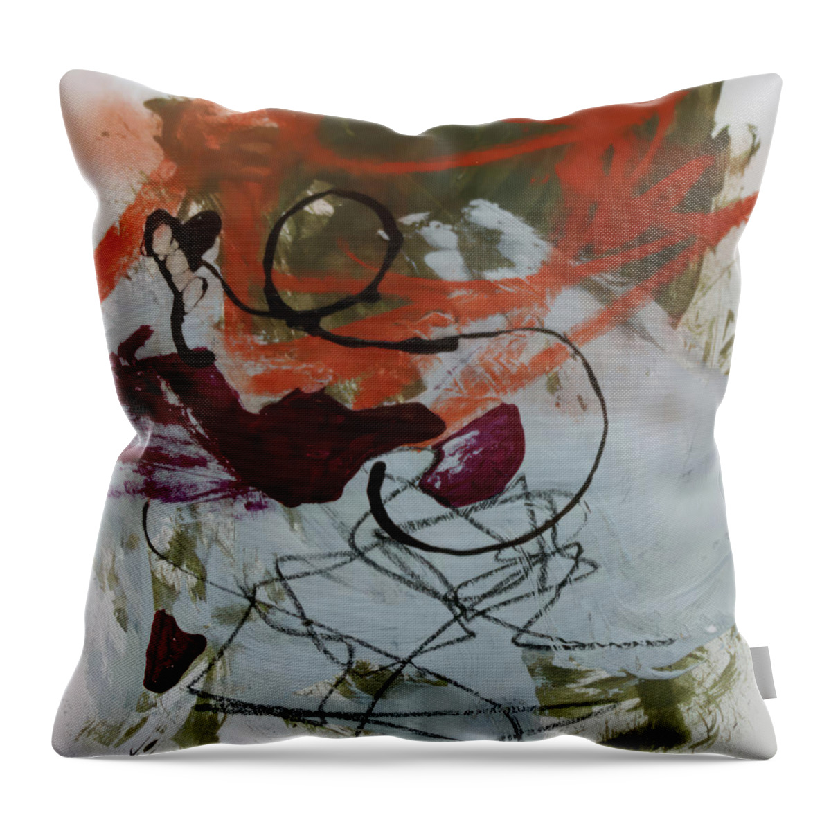 Abstract Art Throw Pillow featuring the mixed media Abstract 928cn by Cathy Anderson