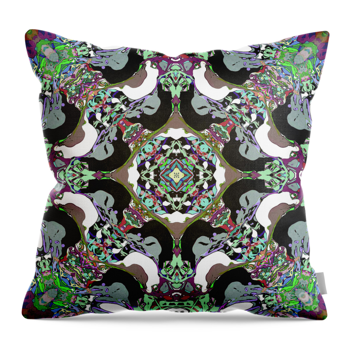 Symmetry Throw Pillow featuring the digital art Abstract Mandala by Phil Perkins