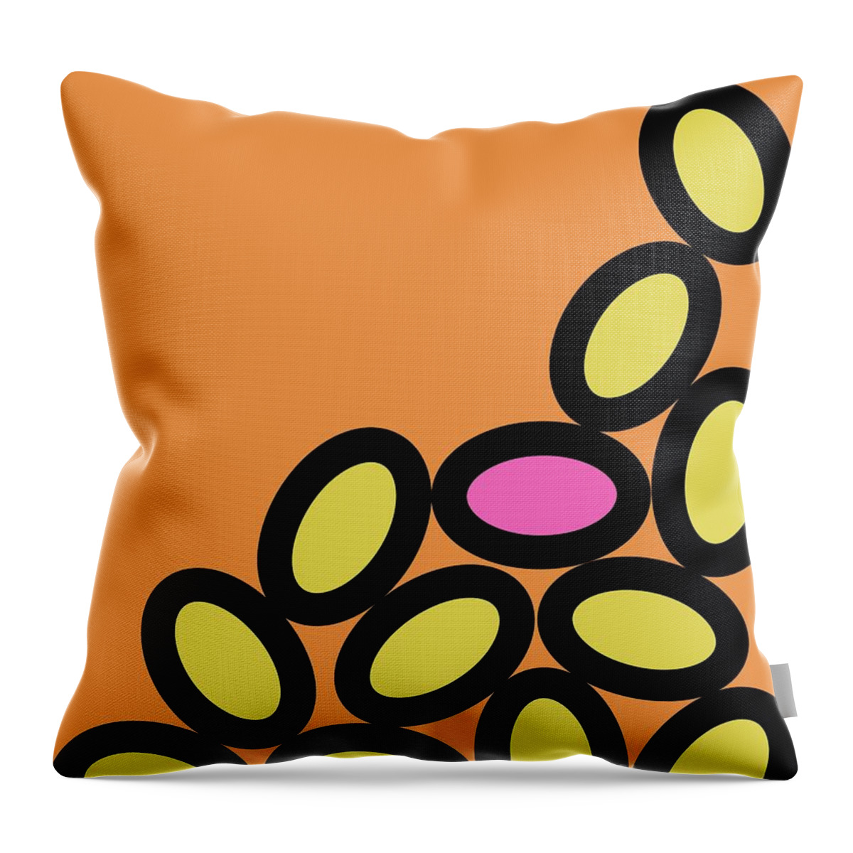 Abstract Throw Pillow featuring the digital art Abstract Ovals on Orange by Donna Mibus
