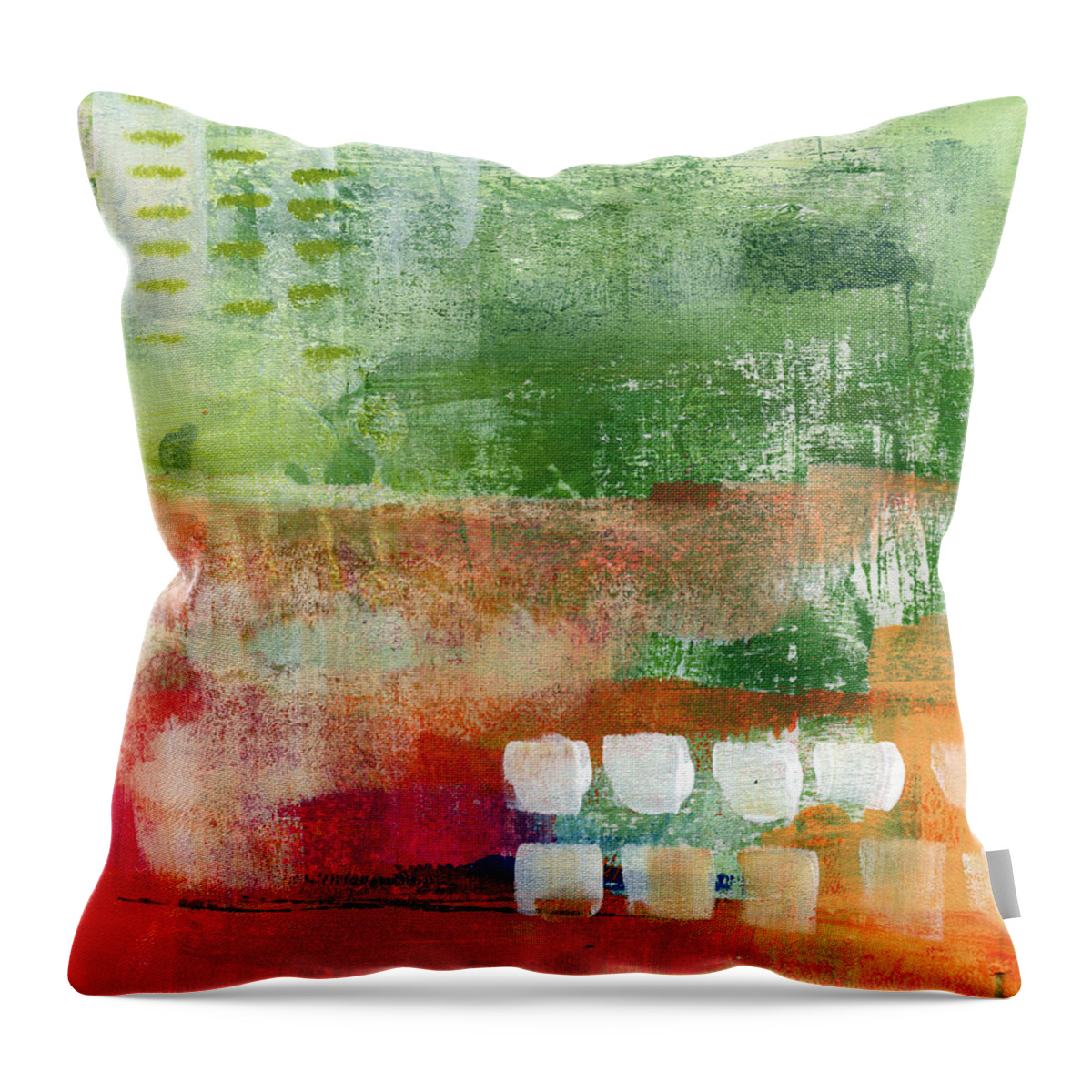 Abstract Throw Pillow featuring the mixed media Abstract Spring- Art by Linda Woods by Linda Woods