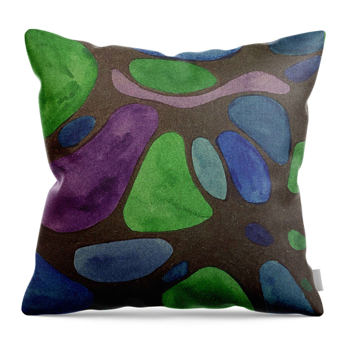 Abstract Stones Throw Pillow featuring the mixed media Abstract Stones by Lisa Neuman