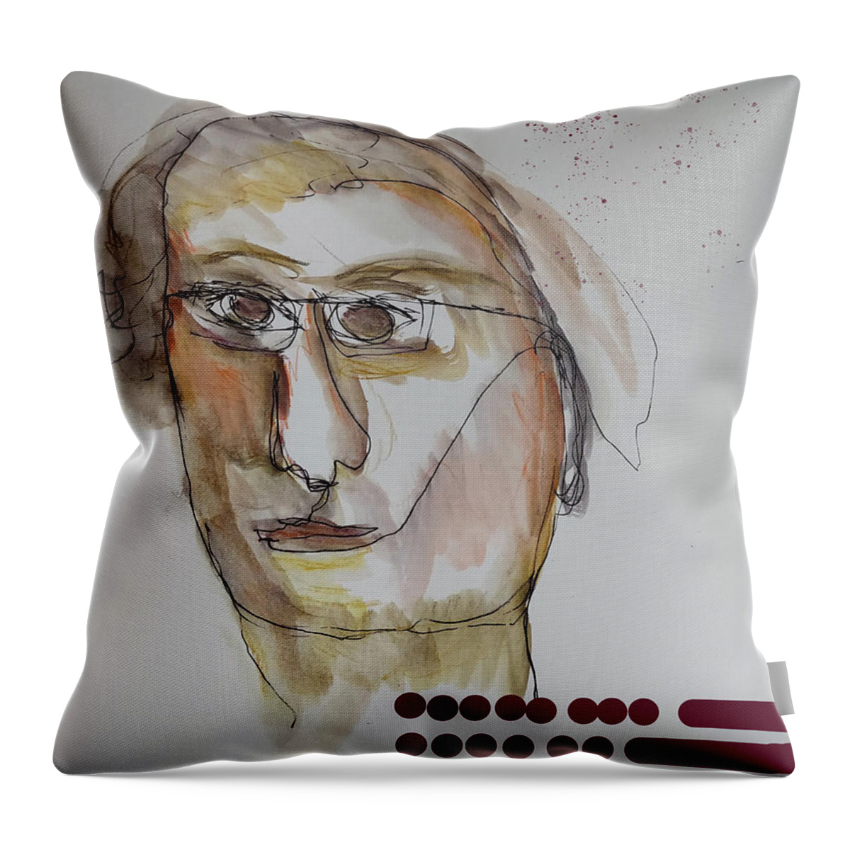 Abstract Throw Pillow featuring the painting Abstracted realism portrait 3122023 by Cathy Anderson