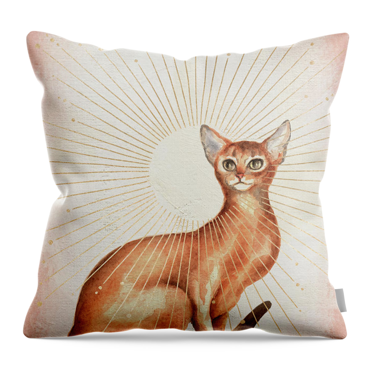 Abyssinian Cat Throw Pillow featuring the painting Abyssinian Cat by Garden Of Delights
