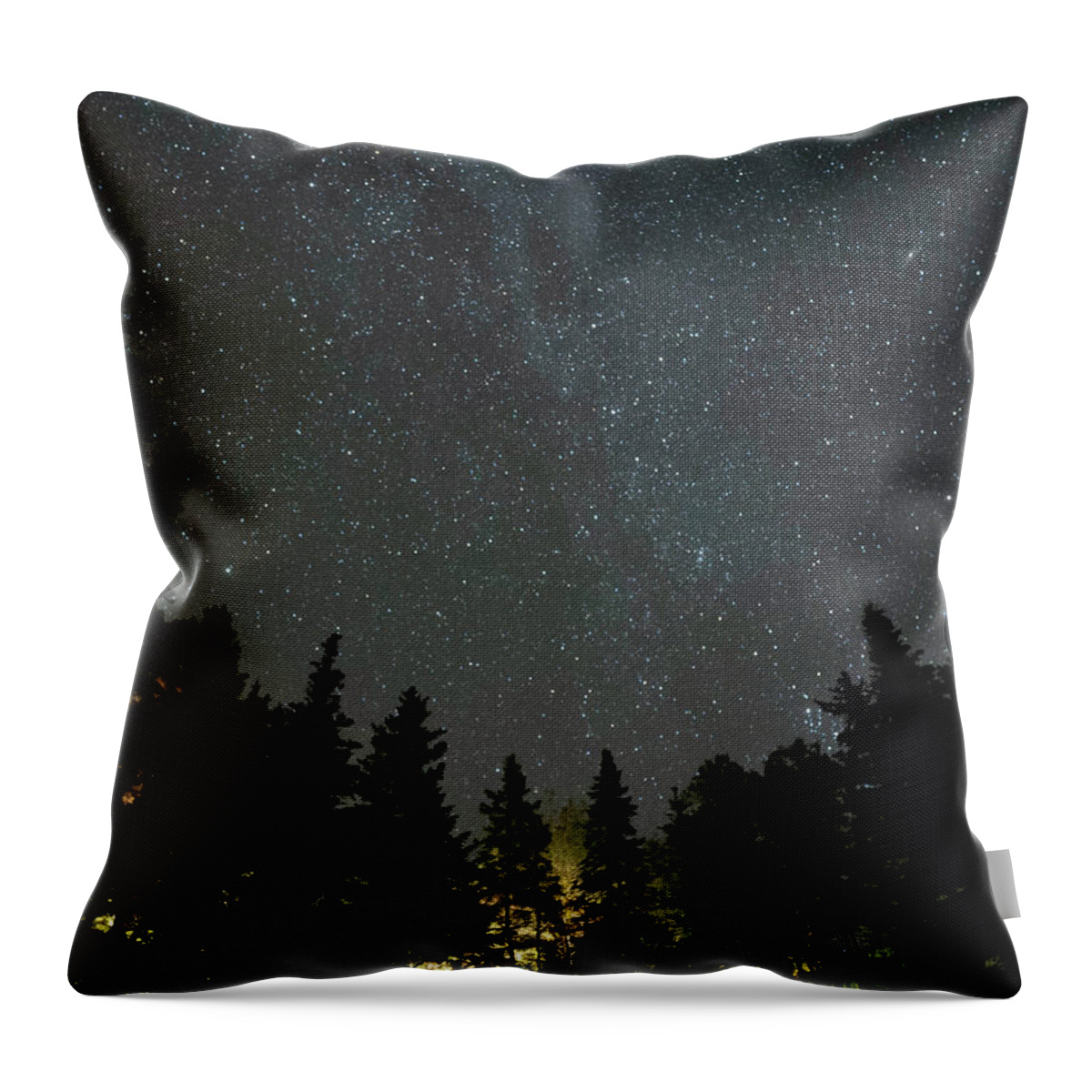 Milky Way Throw Pillow featuring the photograph Acadia Milky Way Glow by GeeLeesa