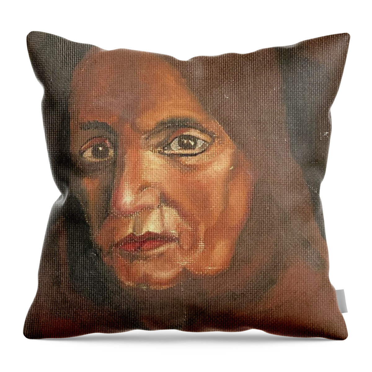 Portrait Throw Pillow featuring the painting aElderly Lebanese Woman by David Euler