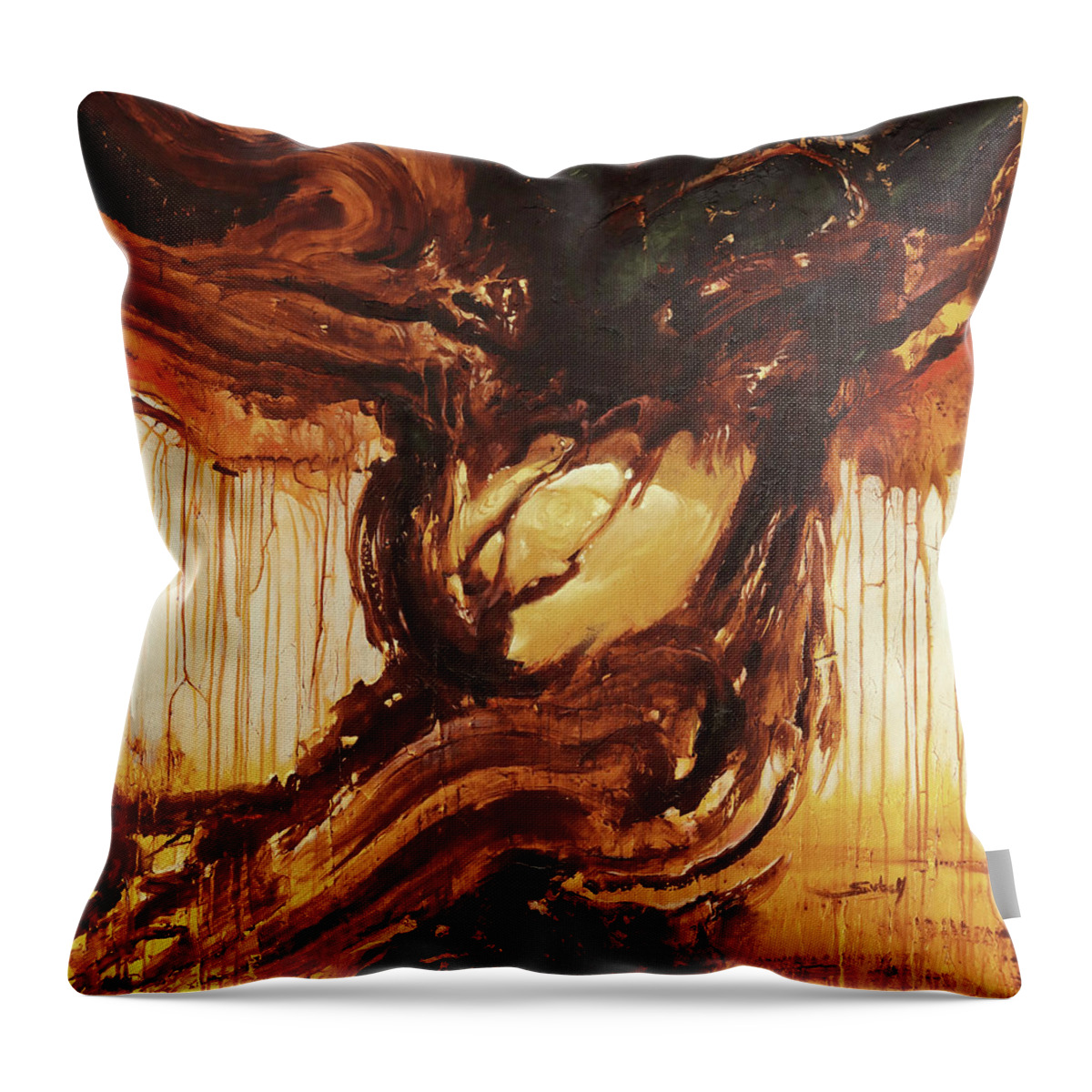 Abstract Throw Pillow featuring the painting AeternaOveum by Sv Bell