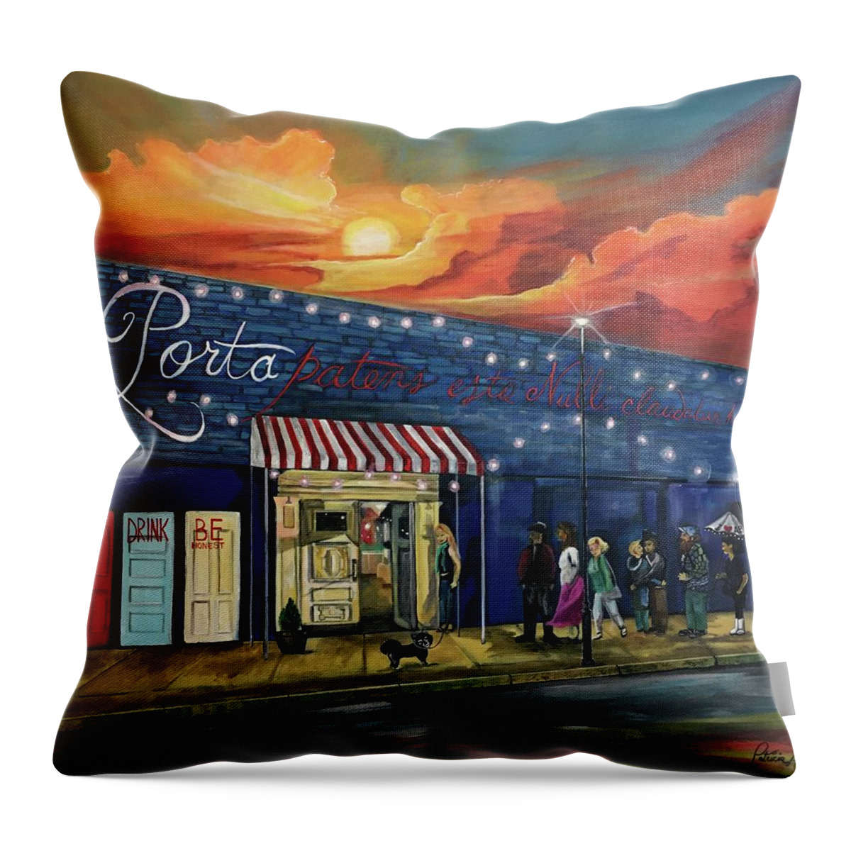 Porta Throw Pillow featuring the painting After the Storm there is Always Porta by Patricia Arroyo