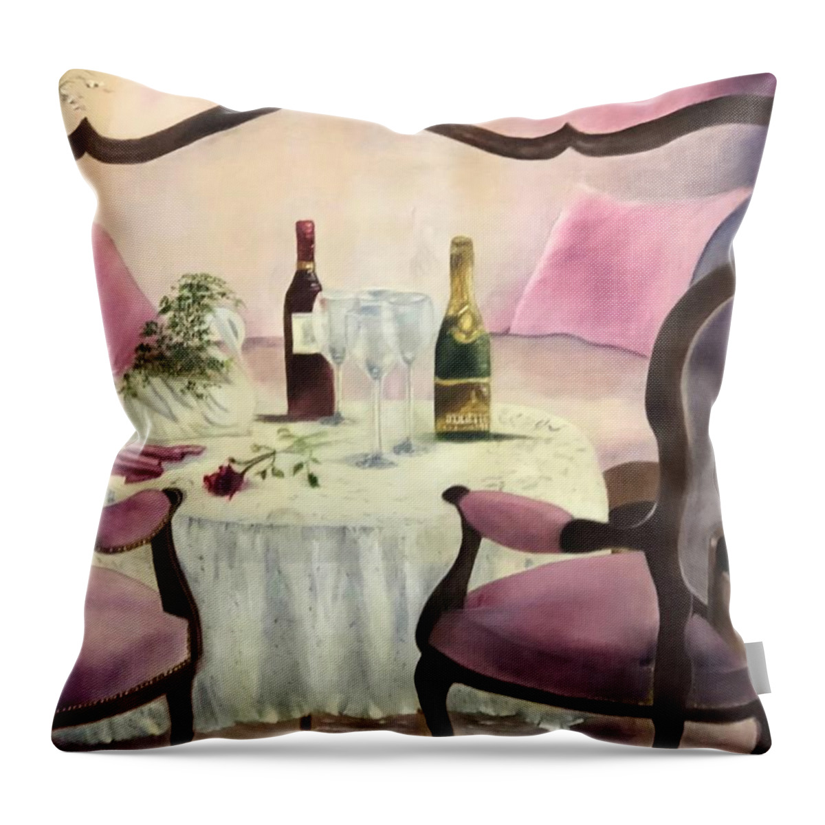 Champagne Throw Pillow featuring the painting Afternoon Delight by Juliette Becker