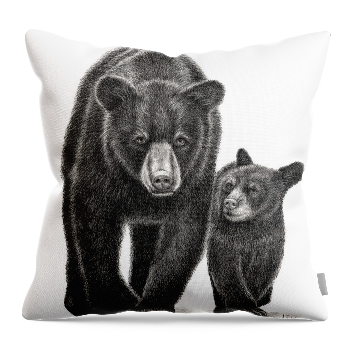 Black Bear Throw Pillow featuring the drawing The Why Phase by Monica Burnette