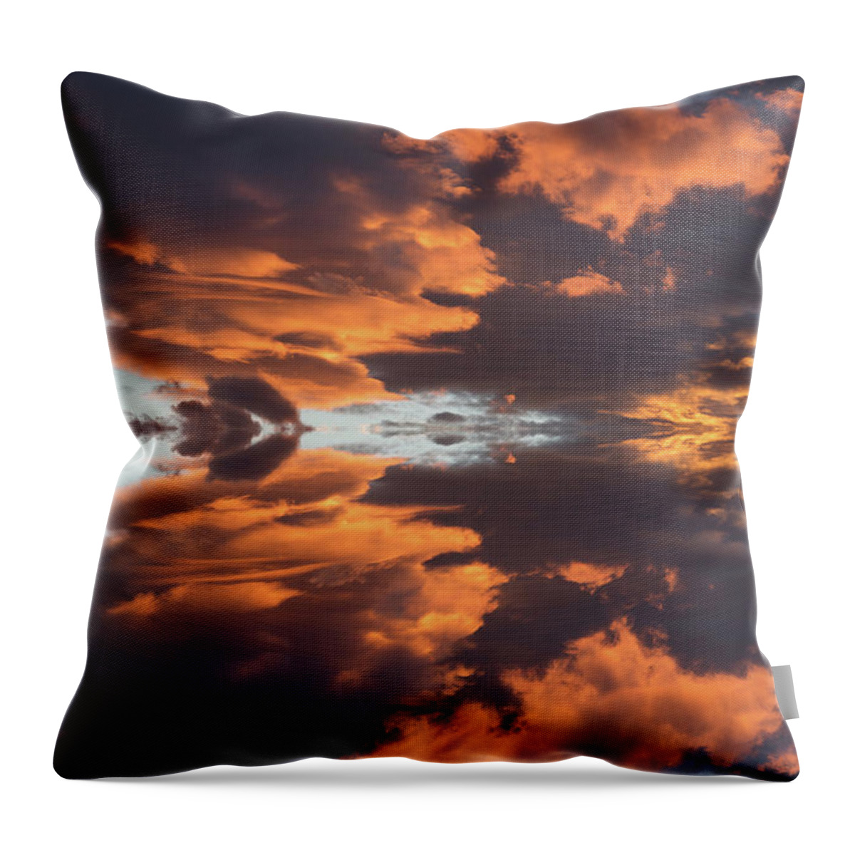 Sky Throw Pillow featuring the digital art Air and orange light, a journey through time by Adriana Mueller