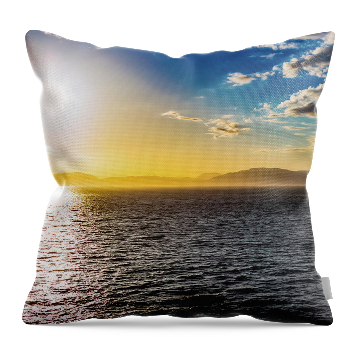Alaska Throw Pillow featuring the digital art Alaska Inside Passage Sunset II by SnapHappy Photos