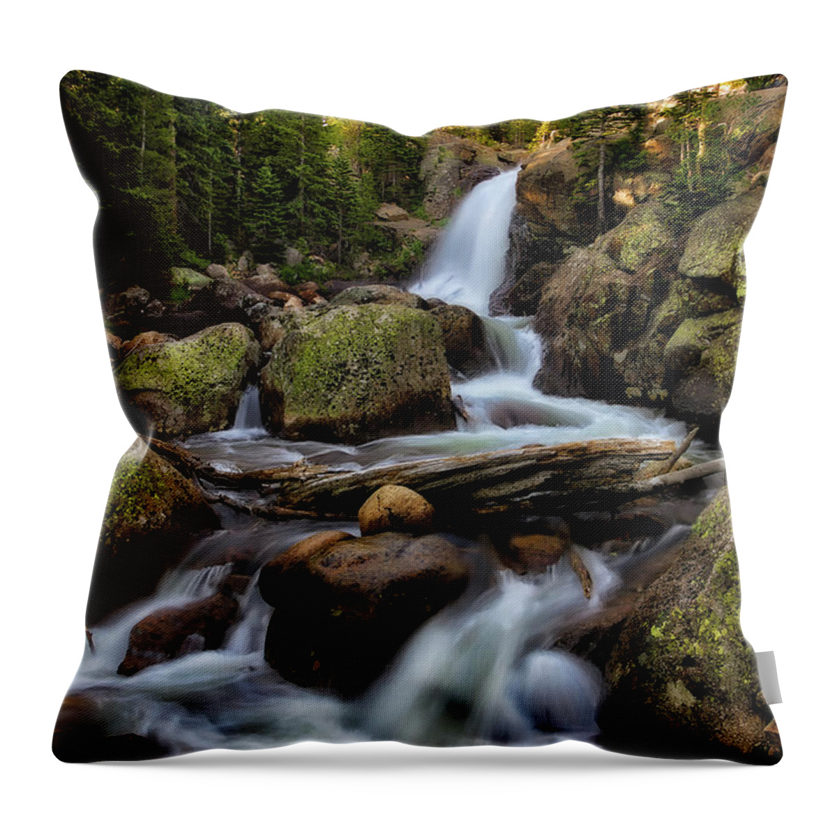 Waterfall Throw Pillow featuring the photograph Alberta Falls at Sunrise by Chuck Rasco Photography