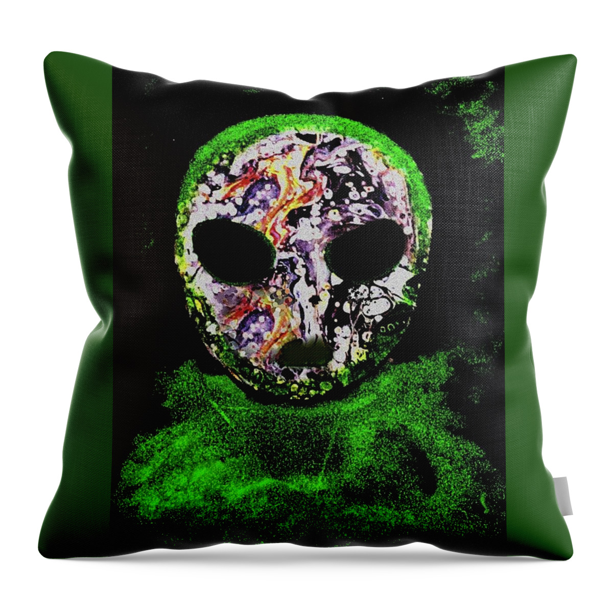 Alien Throw Pillow featuring the painting Alien 1 by Anna Adams