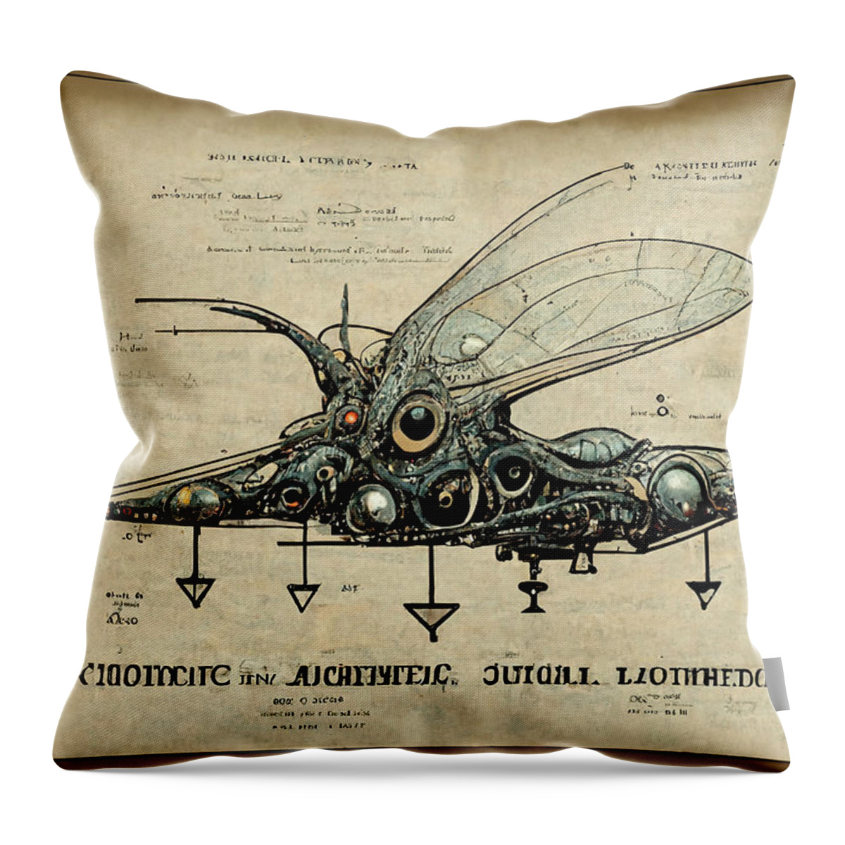 Alien Throw Pillow featuring the digital art Alien Insect #3 by Nickleen Mosher