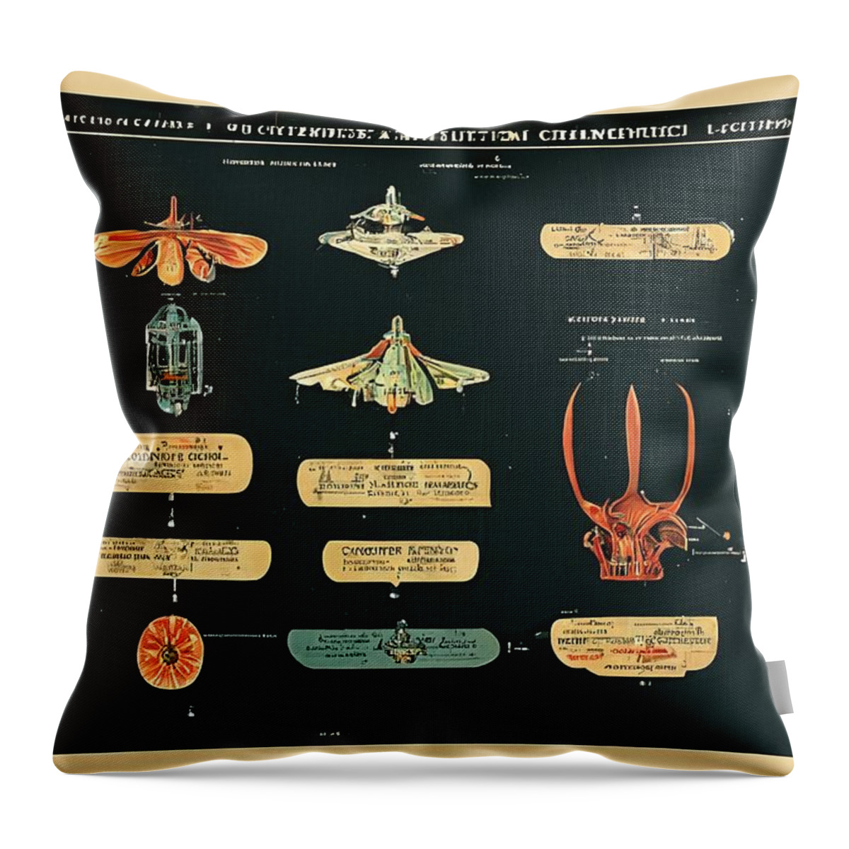 Alien Throw Pillow featuring the digital art Alien Insects #1 by Nickleen Mosher