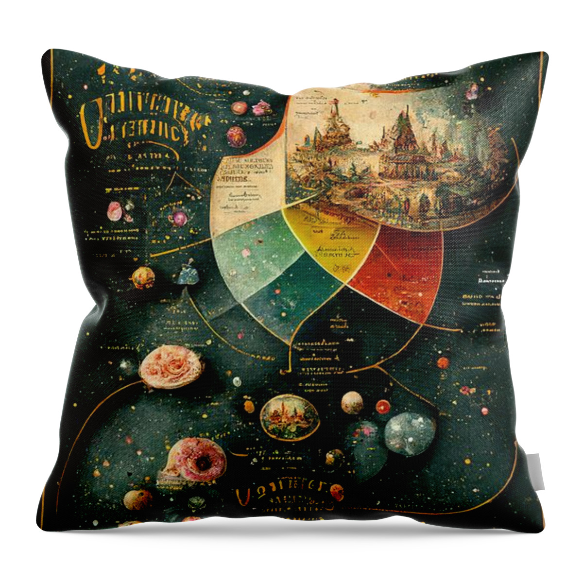 Alien Throw Pillow featuring the digital art Alien Map of the Universe #2 by Nickleen Mosher